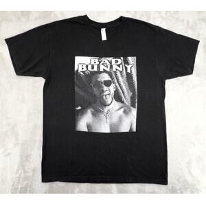 Bad Bunny Un Verano Sin Ti Black T-Shirt Graphic Tee Sunglasses Size L